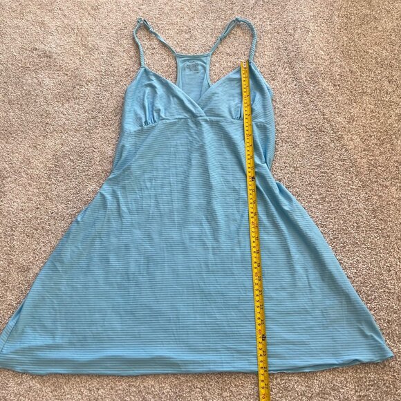 Aqua Light Blue Babydoll Halter Striped Sheer Mini Dress XL - Picture 6 of 8